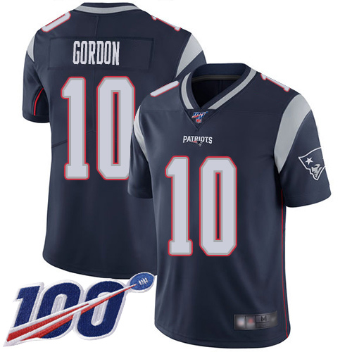 New England Patriots Football 10 100th Season Limited Navy Blue Men Josh Gordon Home NFL Jersey